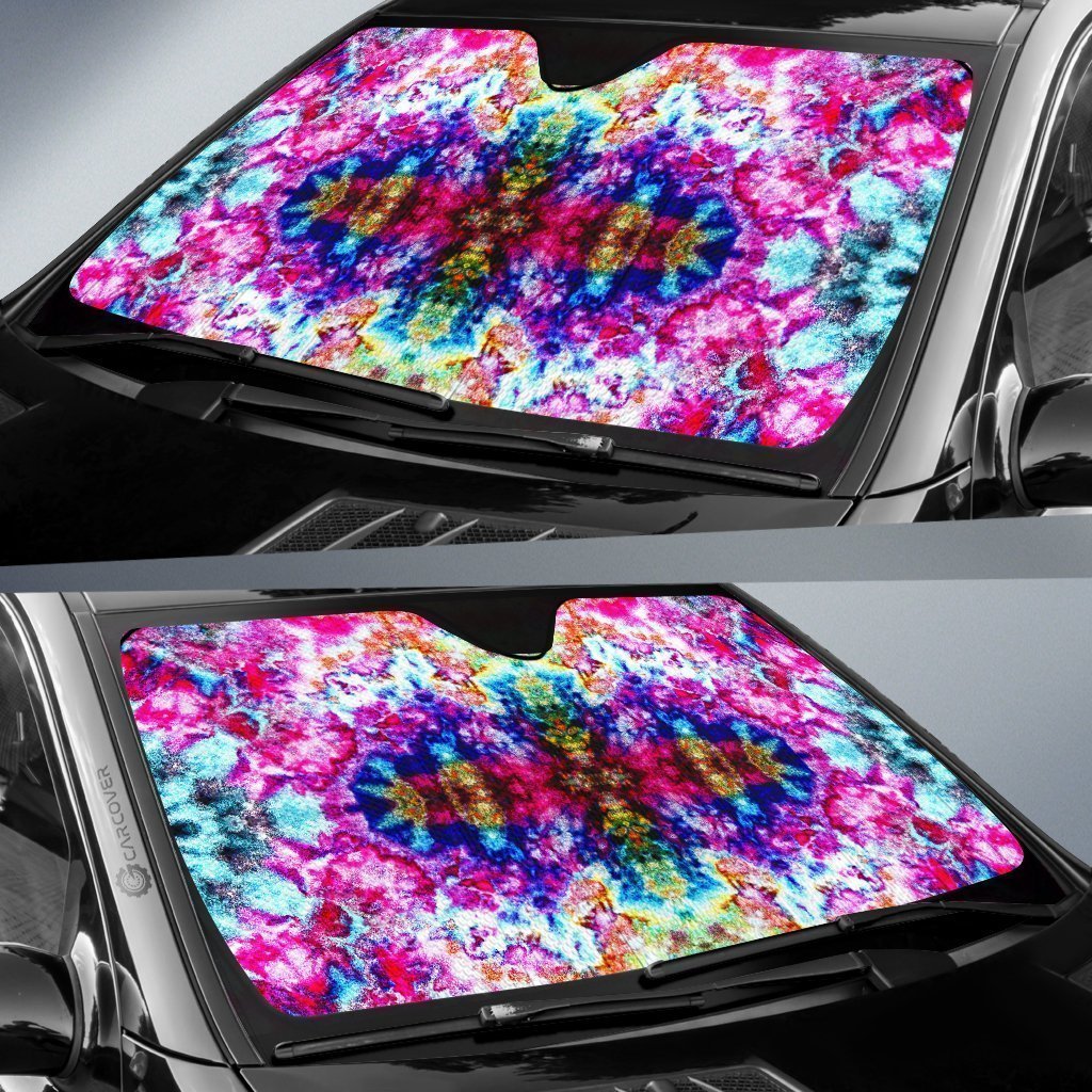 Ice Tie Dye Car Sunshade Custom Printed Hippie Car Interior Accessories