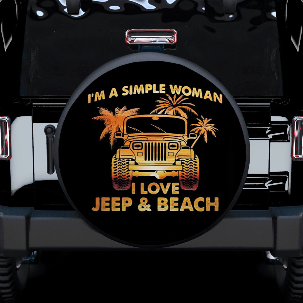 Im A Simple Woman I Love Jeep And Beach Car Spare Tire Cover
