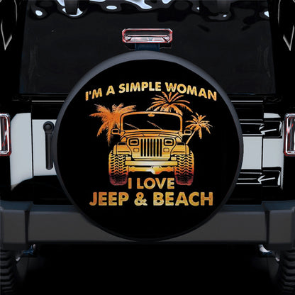 Im A Simple Woman I Love Jeep And Beach Car Spare Tire Cover