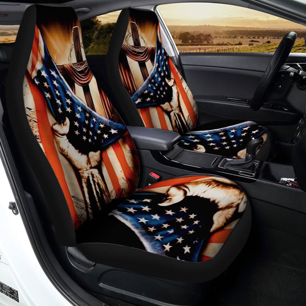 In God We Trust Car Seat Covers Custom US Flag Car Accessories