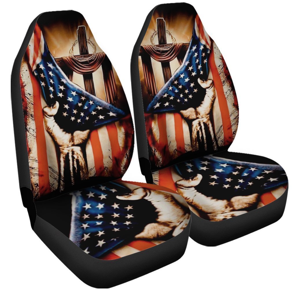 In God We Trust Car Seat Covers Custom US Flag Car Accessories