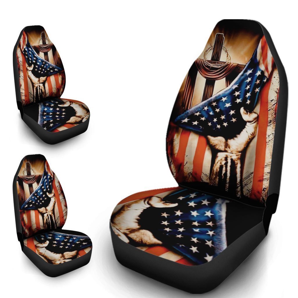 In God We Trust Car Seat Covers Custom US Flag Car Accessories
