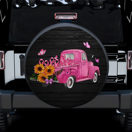 In October We Wear Pink Mini Truck Jeep Car Leather Spare Tire Cover - PersonalizedFury