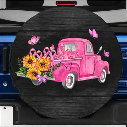 In October We Wear Pink Mini Truck Jeep Car Leather Spare Tire Cover - PersonalizedFury