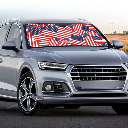Independence Day USA Flag Pattern Print Car Windshield Sun Shade