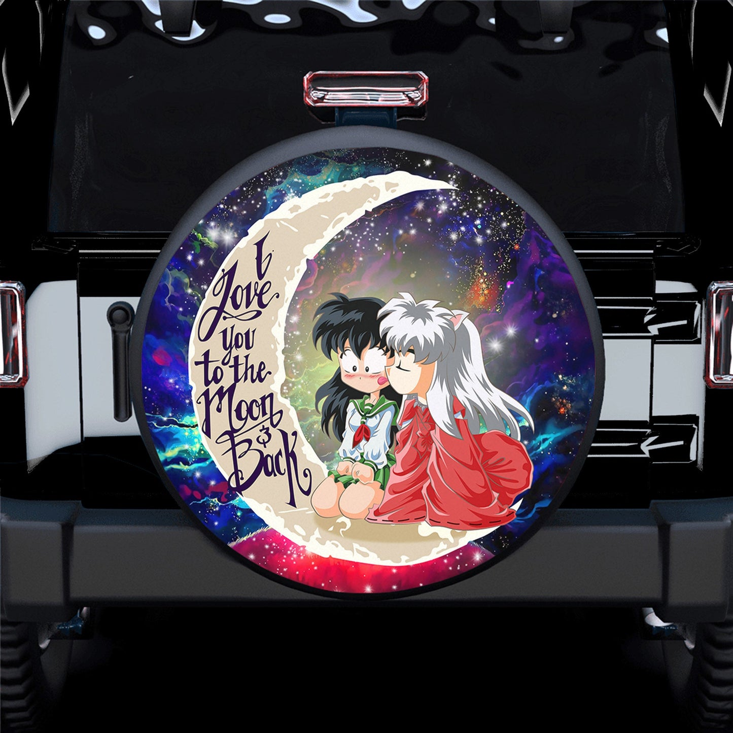 Inuyasha Love You To The Moon Galaxy Spare Tire Cover