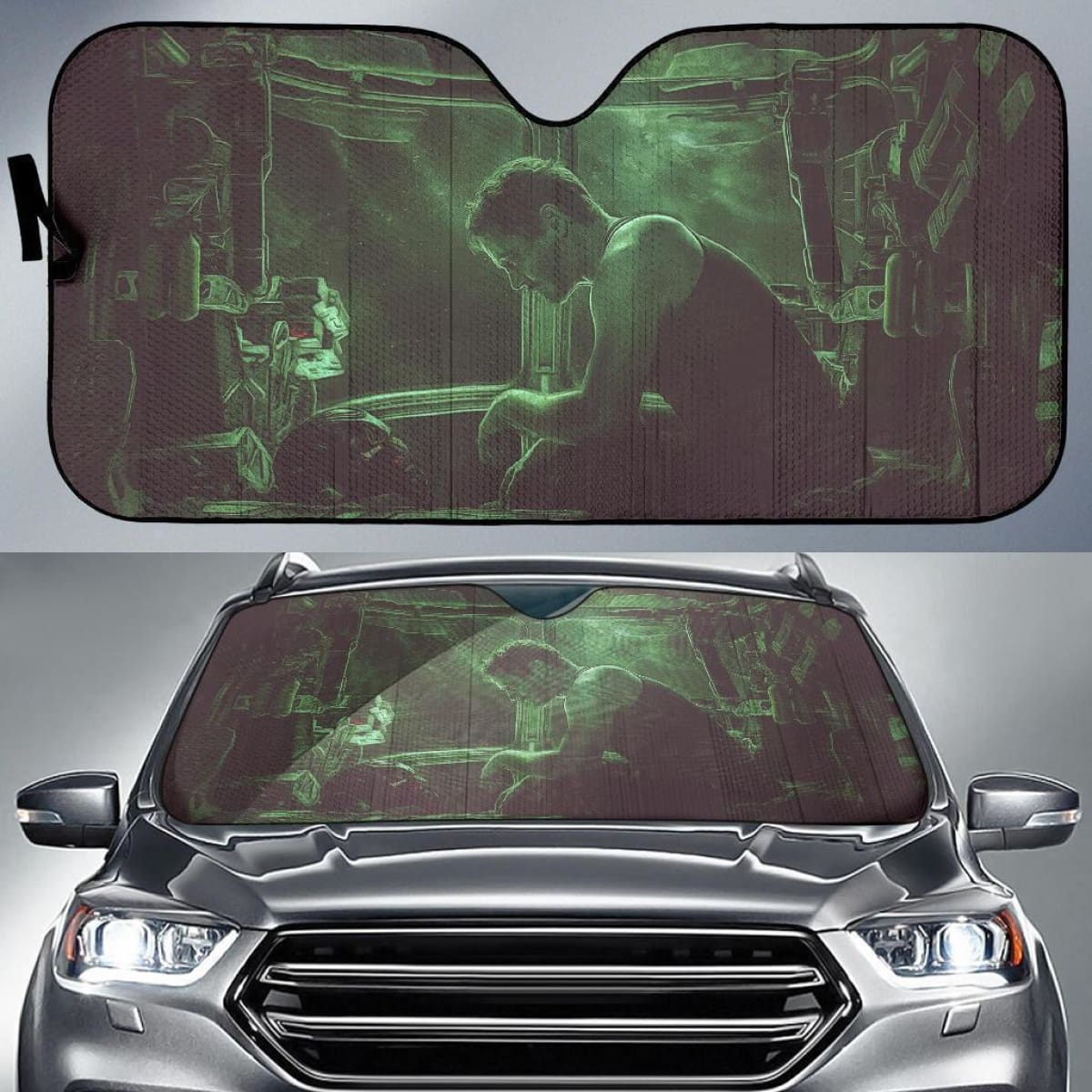 Iron Man On Space Jet Auto Sun Shade Mn05 Universal Fit 111204