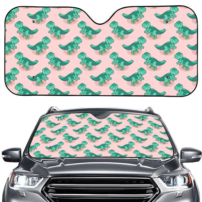 Isometric Tyrannosaurus Pattern Print Car Windshield Sun Shade