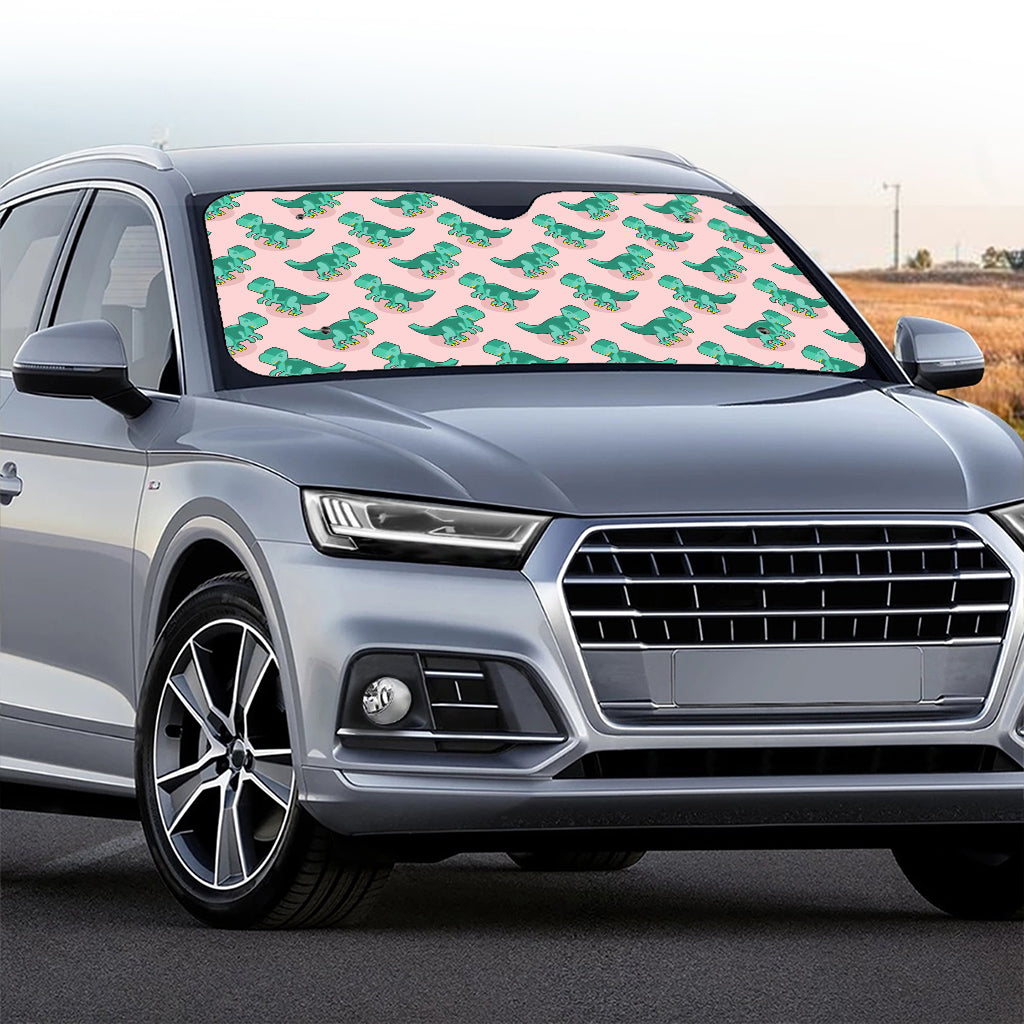 Isometric Tyrannosaurus Pattern Print Car Windshield Sun Shade