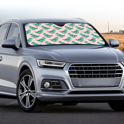 Isometric Tyrannosaurus Pattern Print Car Windshield Sun Shade