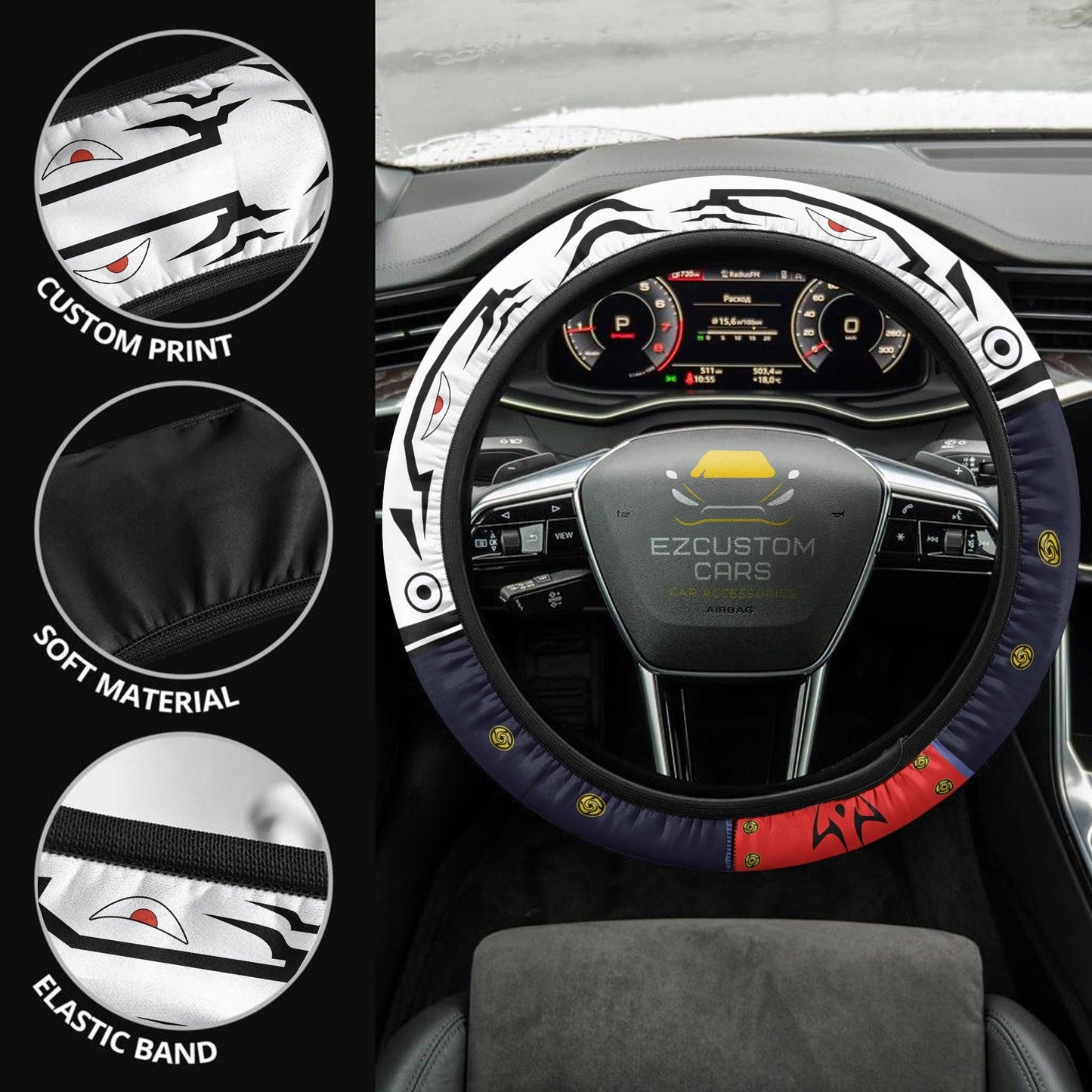 Itadori Sukuna Mode Anime Steering Wheel Cover Jujutsu Kaisen Custom Anime Car Accessories