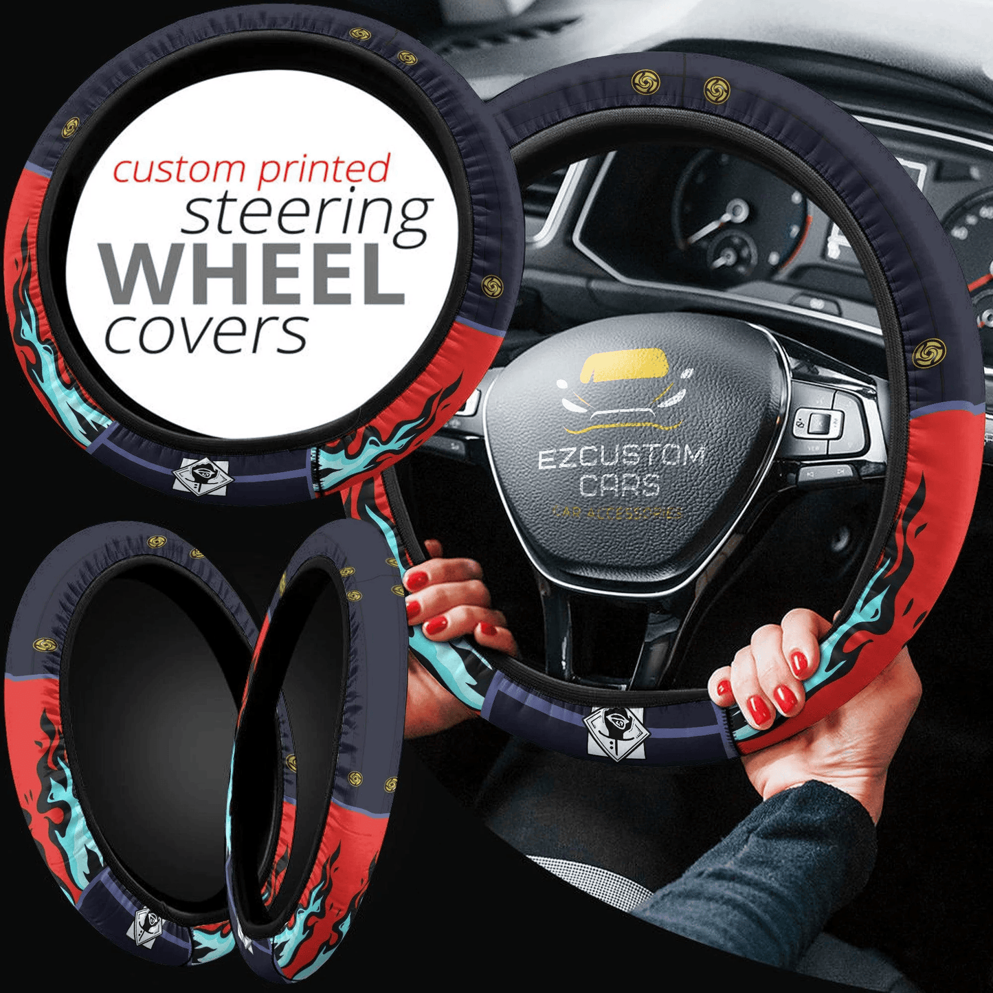 Itadori Yuji Anime Steering Wheel Cover Jujutsu Kaisen Custom Anime Car Accessories