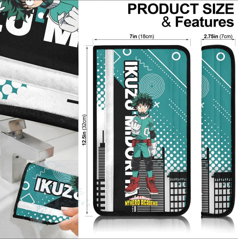 Izuku Midoriya Anime Deku My Hero Academia Car Seat Belt Cover Custom Car Accessories