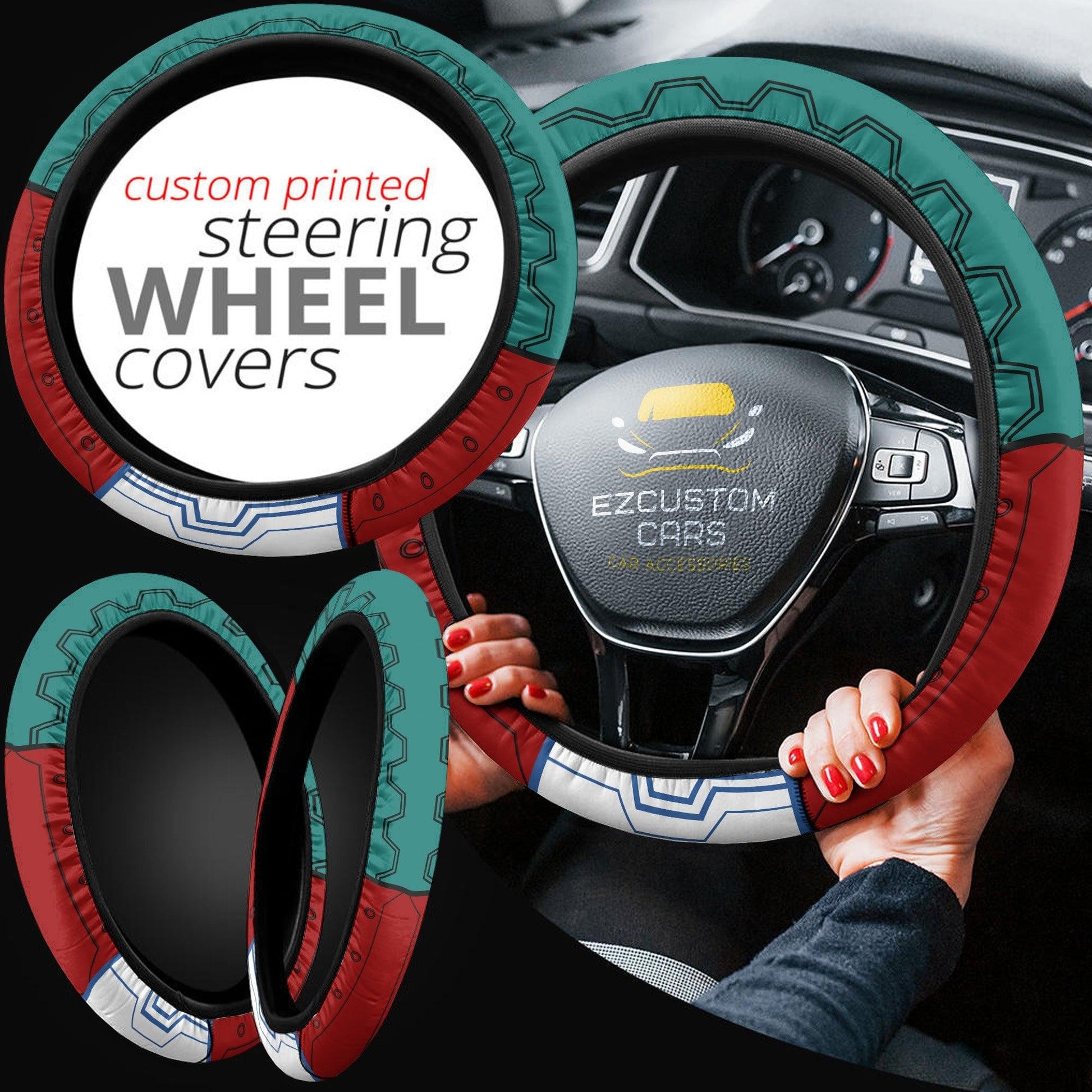 Izuku Midoriya Anime Steering Wheel Cover Custom Deku Anime My Hero Academia Car Accessories