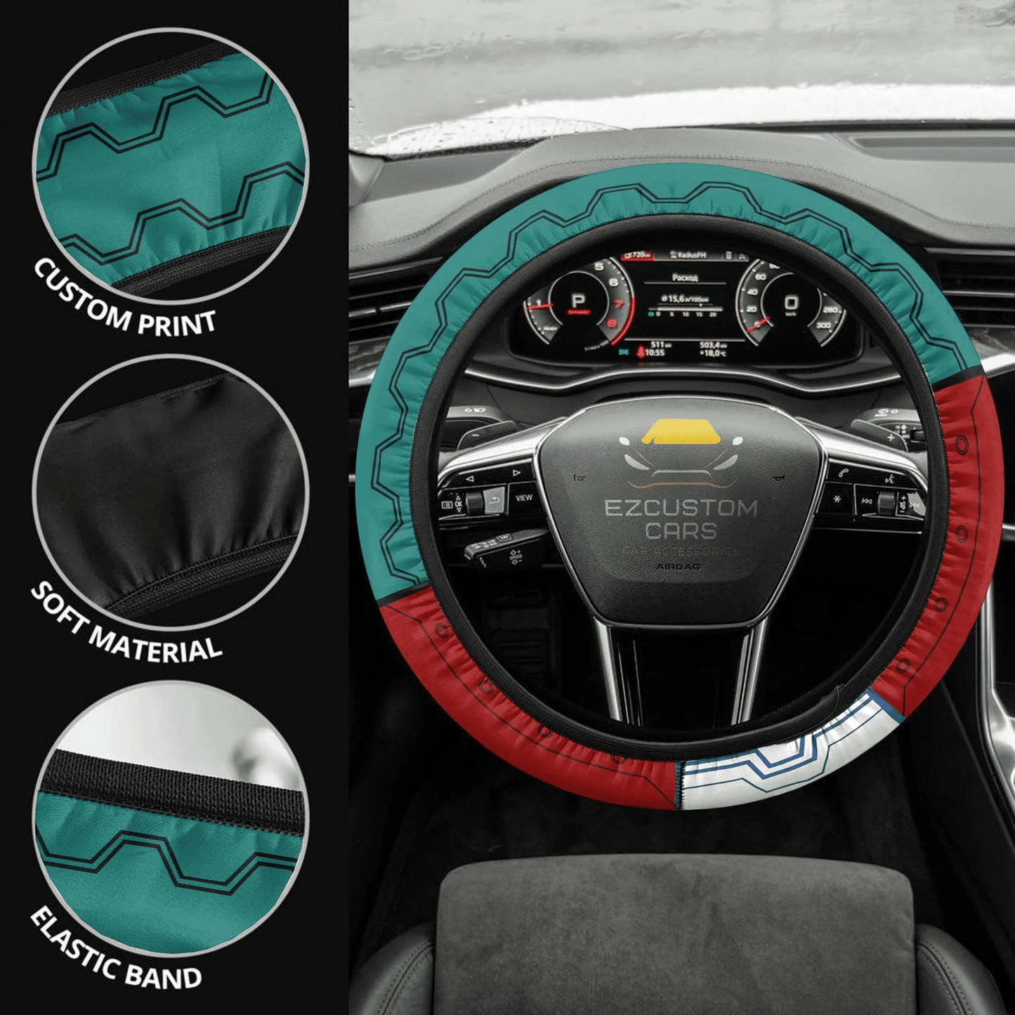 Izuku Midoriya Anime Steering Wheel Cover Custom Deku Anime My Hero Academia Car Accessories