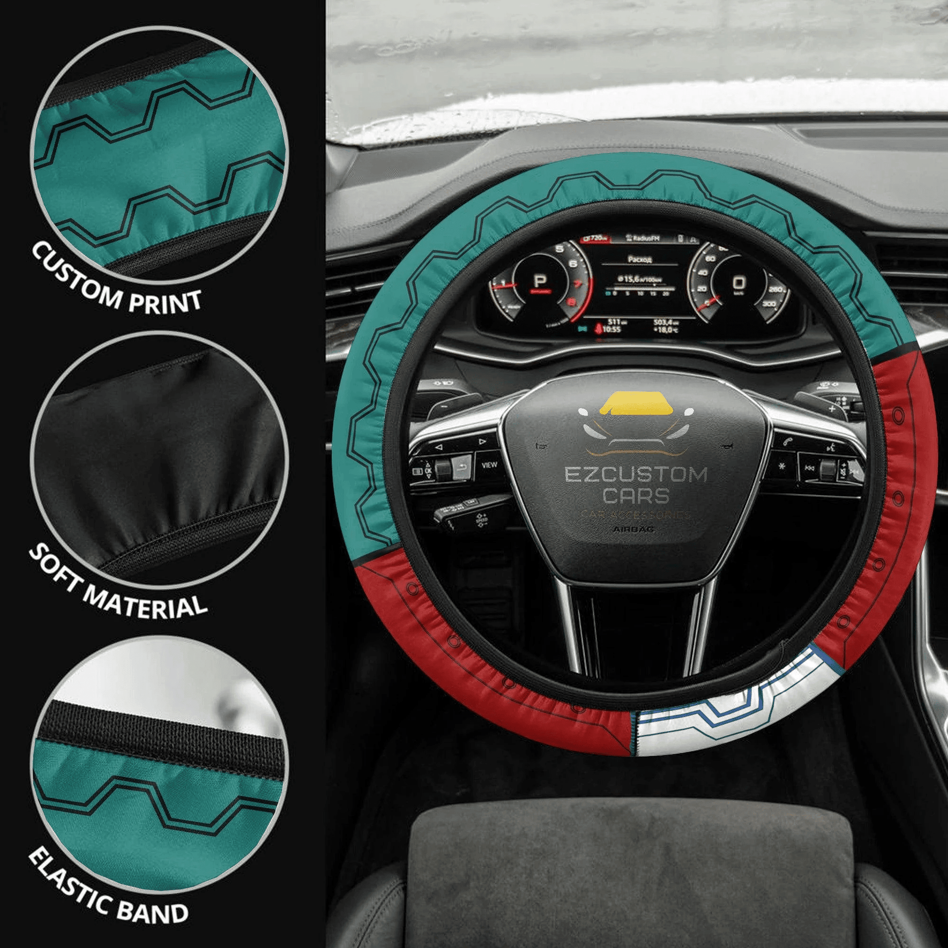 Izuku Midoriya Anime Steering Wheel Cover Custom Deku Anime My Hero Academia Car Accessories