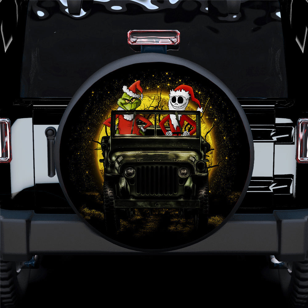 Jack Nightmare Before Christmas And Grinch Ride Jeep Moonlight Halloween Car Spare Tire Cover