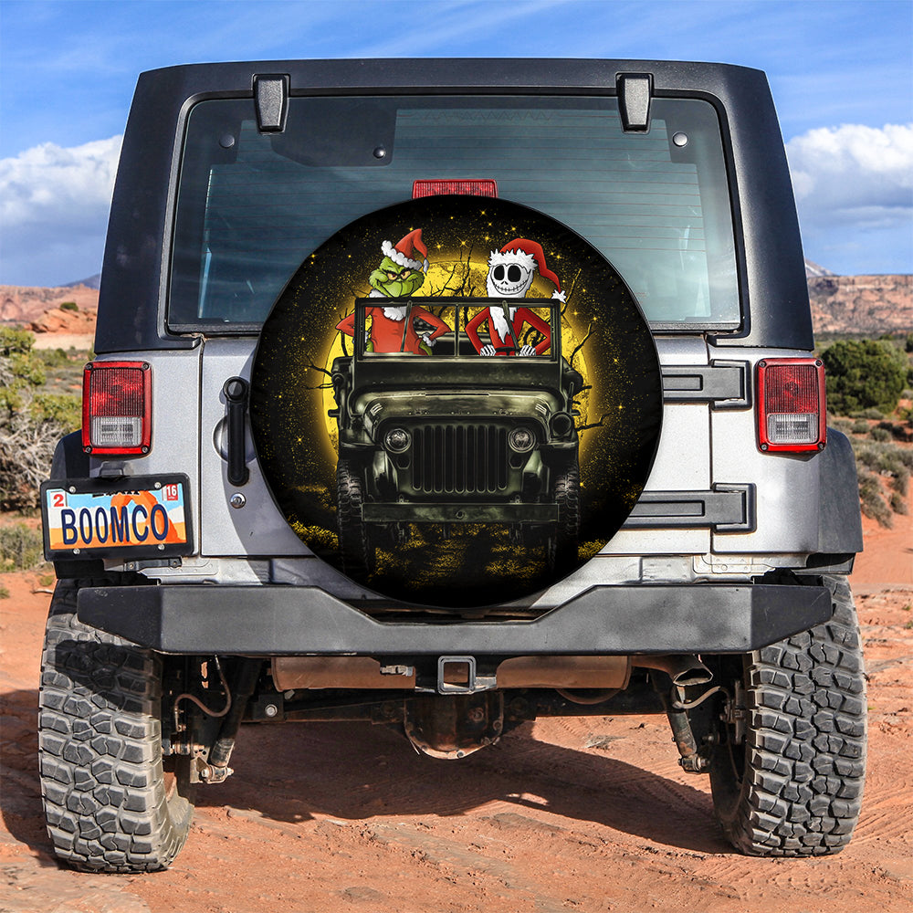 Jack Nightmare Before Christmas And Grinch Ride Jeep Moonlight Halloween Car Spare Tire Cover