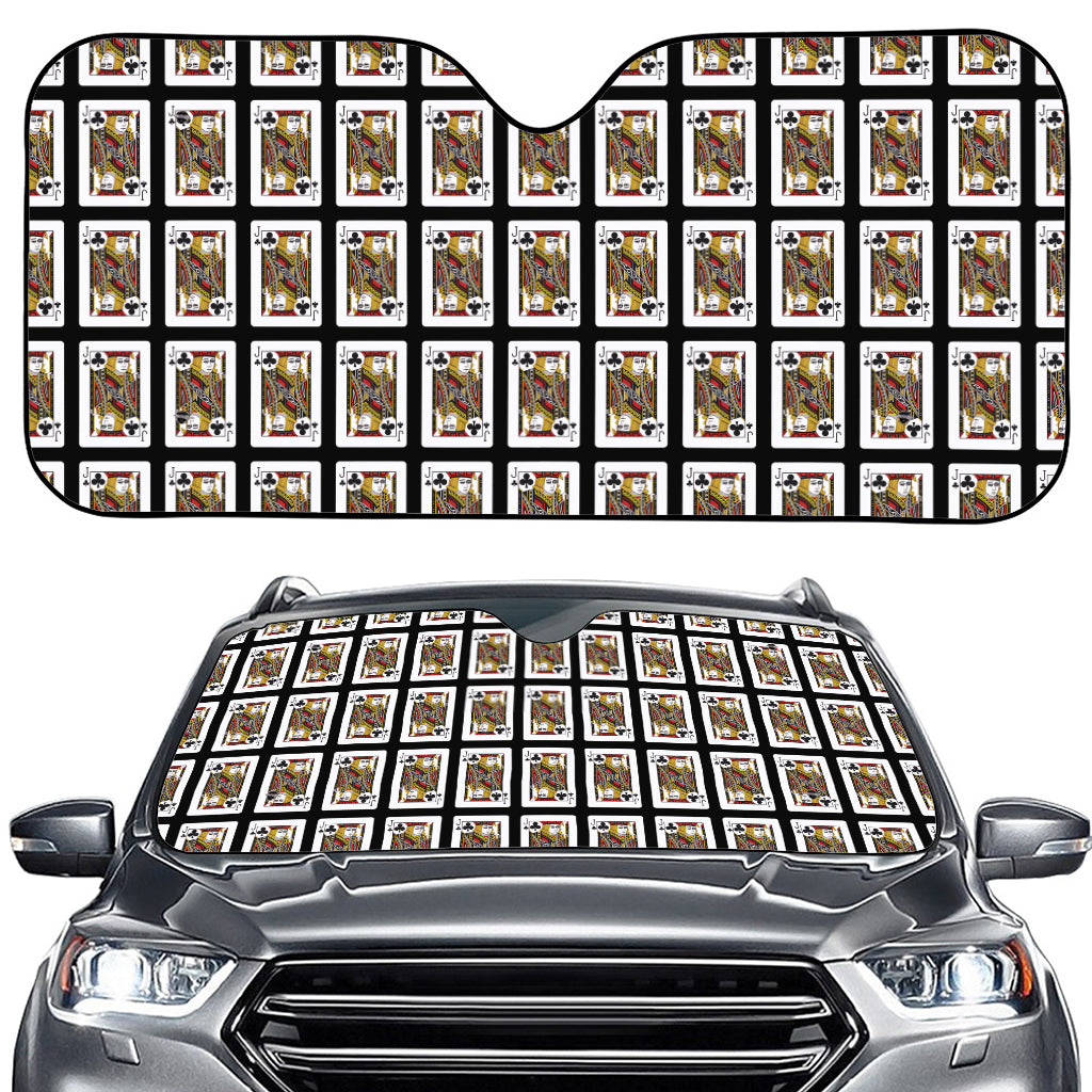 Jack Of Clubs Playing Card Pattern Print Car Windshield Sun Shade
