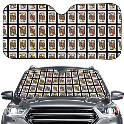 Jack Of Clubs Playing Card Pattern Print Car Windshield Sun Shade