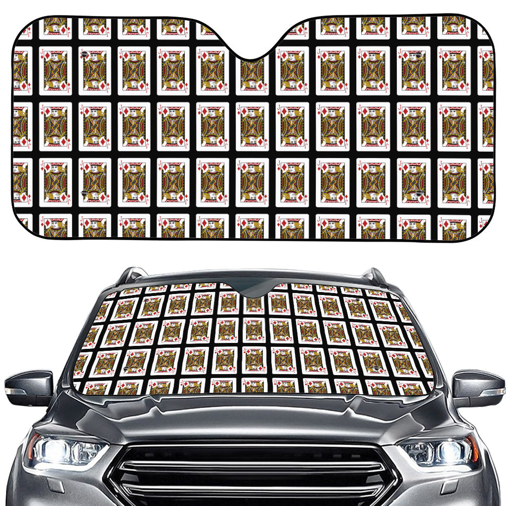 Jack Of Diamonds Pattern Print Car Windshield Sun Shade