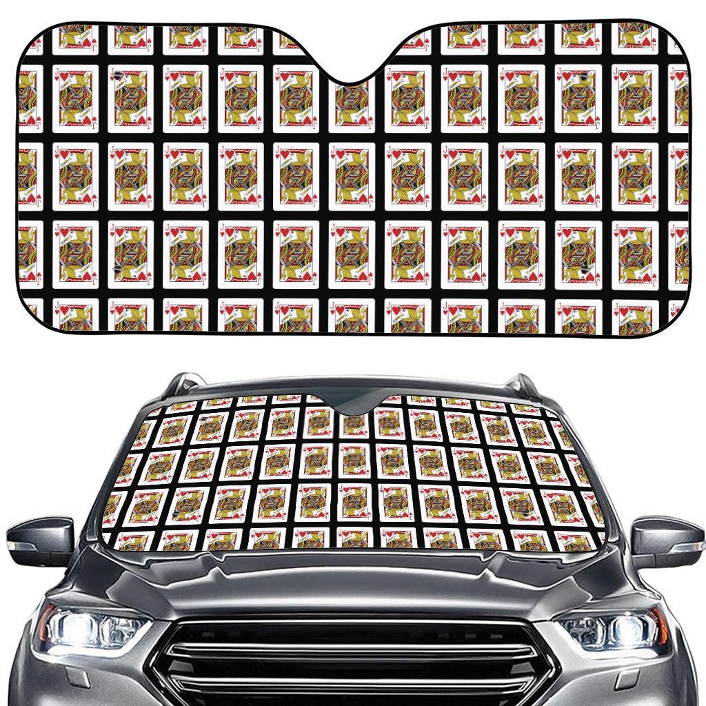 Jack Of Hearts Pattern Print Car Windshield Sun Shade