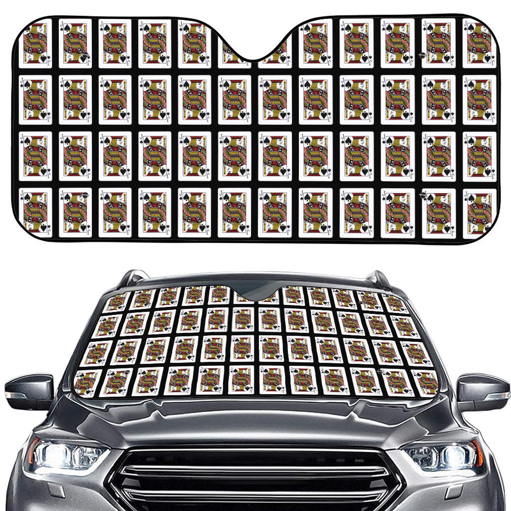 Jack Of Spades Pattern Print Car Windshield Sun Shade