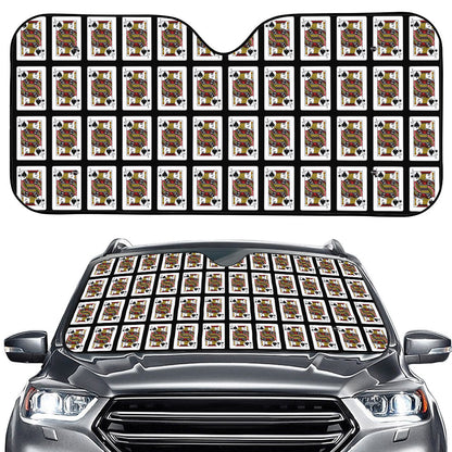 Jack Of Spades Pattern Print Car Windshield Sun Shade