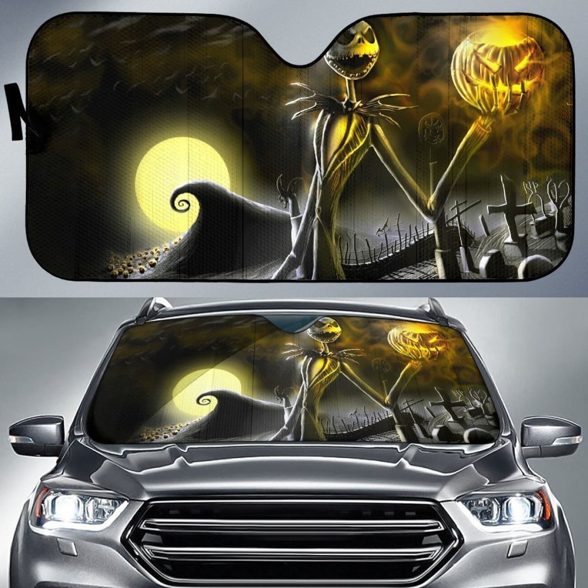 Jack & Pumpkin Nightmare Before Christmas Auto Sun Shades Lt02 Universal Fit 111204