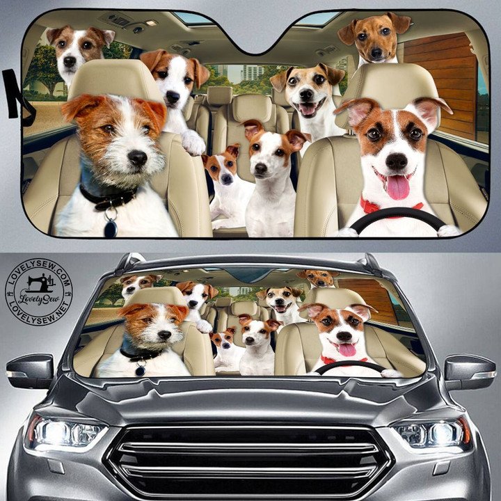 Jack Russell Terrier Car All Over Printed 3D Sun Shade