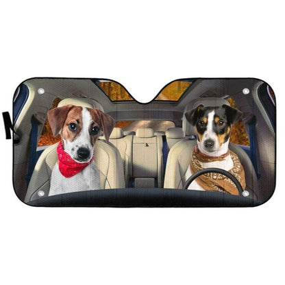 Jack Russell Terrier Couple Dog Car Auto Sun Shades Windshield Accessories Decor Gift