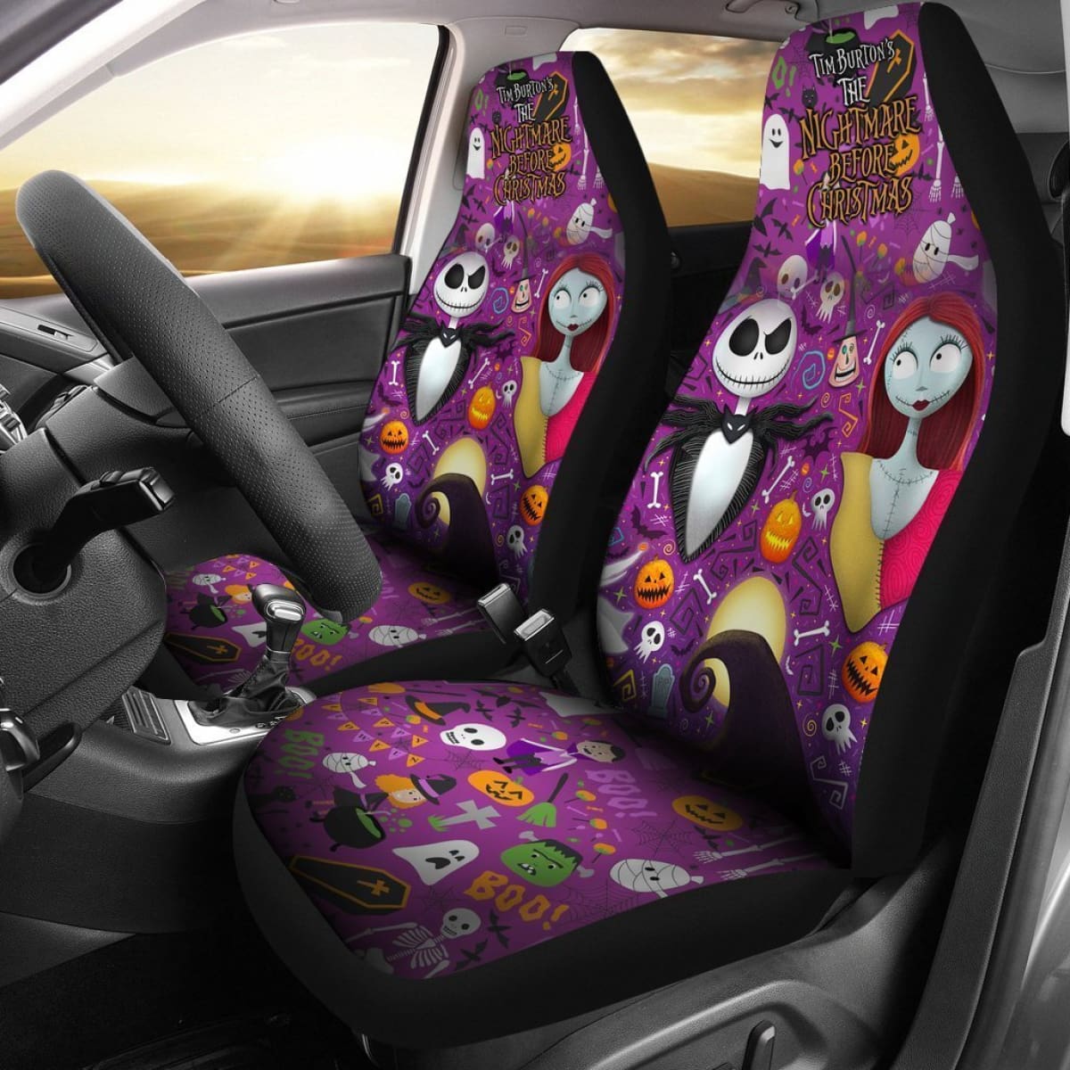 Jack & Sally Cute Nightmare Before Christmas Car Seat Covers Lt03 Universal Fit 225721