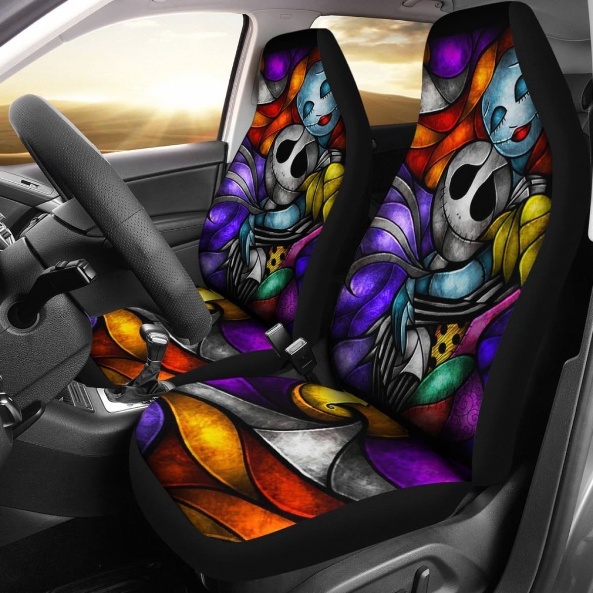 Jack & Sally Nightmare Before Christmas Car Seat Covers For Fan Gift Lt03 Universal Fit 225721