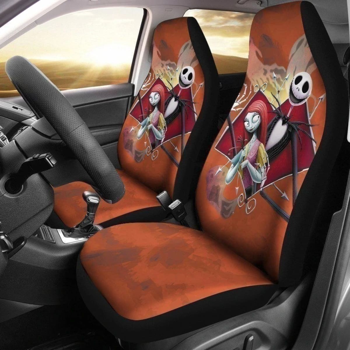 Jack & Sally Nightmare Before Christmas Car Seat Covers Universal Fit 194801