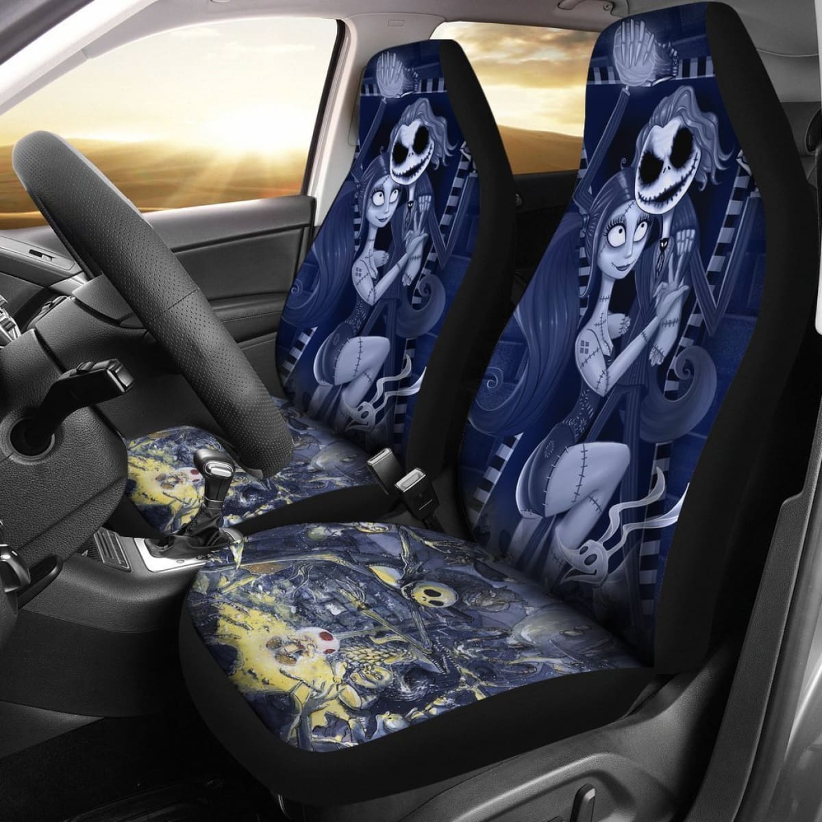 Jack & Sally Nightmare Before Christmas 1 Car Seat Covers Universal Fit 225721