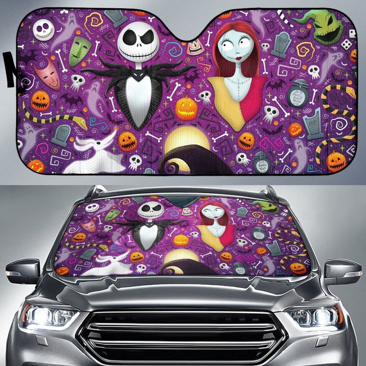 Jack & Sally Nightmare Love Story Auto Sun Shades Lt02 Universal Fit 111204