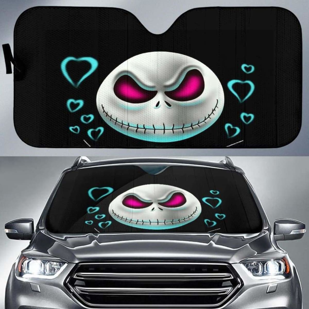 Jack Skellington Head Car Auto Sun Shades Universal Fit 051312