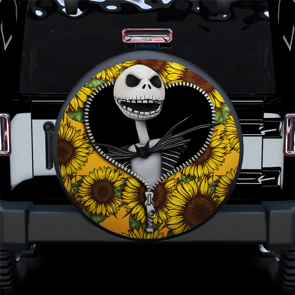 Jack Skellington Nightmare Before Christmas Sunflower Zipper Car Spare Tire Cover