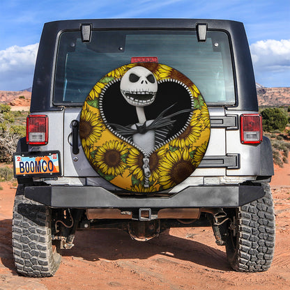 Jack Skellington Nightmare Before Christmas Sunflower Zipper Car Spare Tire Cover