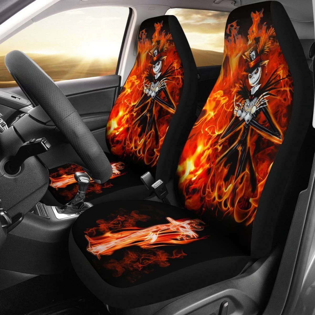 Jack Skellington On Fire Car Seat Covers Lt02 Universal Fit 225721