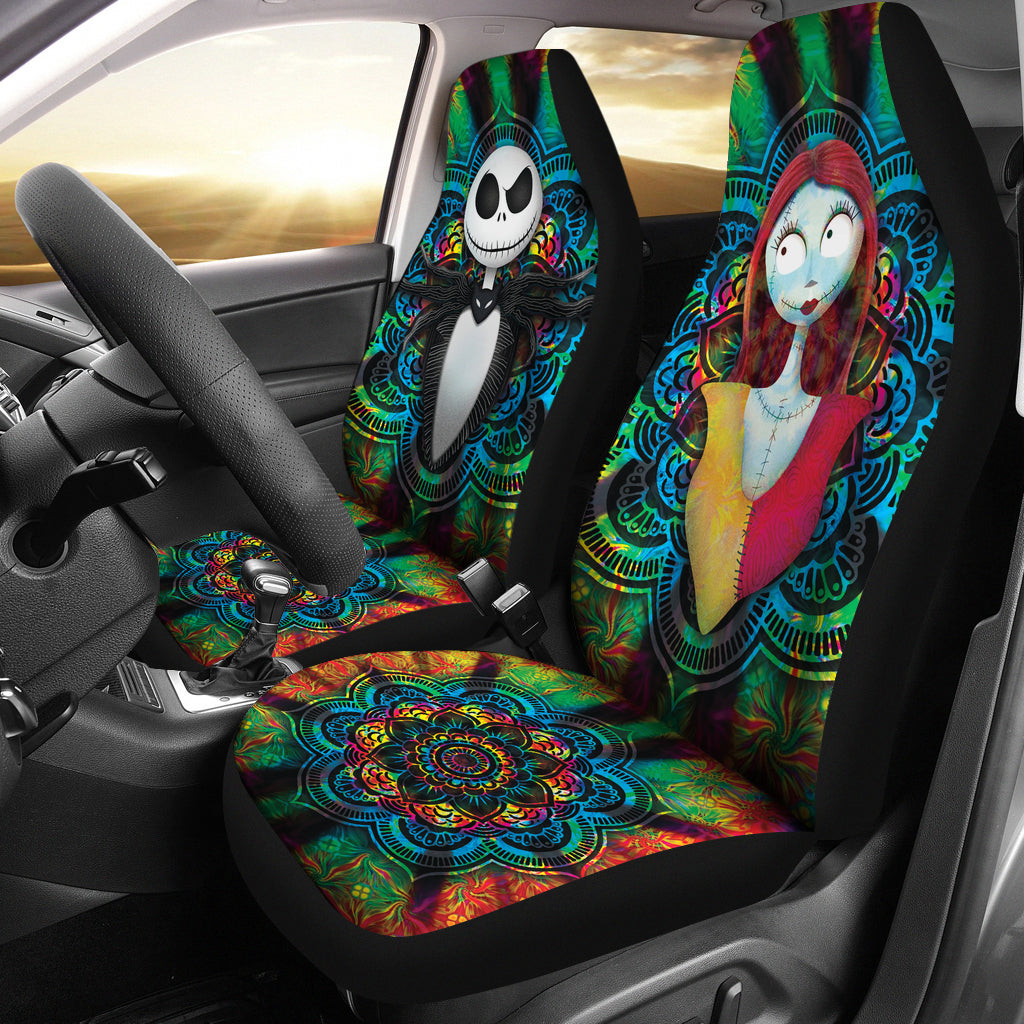 Jack Skellington Sally Car Seat Covers Spider Web Colorful Car Accessories Ci220921-03