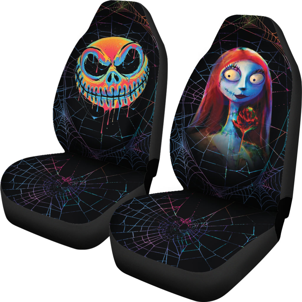 Jack Skellington Sally Car Seat Covers Spider Web Colorful Car Accessories Ci220921-01