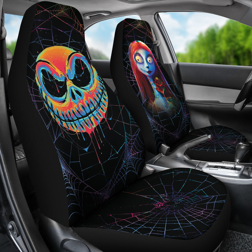 Jack Skellington Sally Car Seat Covers Spider Web Colorful Car Accessories Ci220921-01