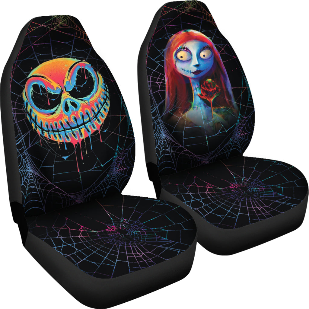 Jack Skellington Sally Car Seat Covers Spider Web Colorful Car Accessories Ci220921-01