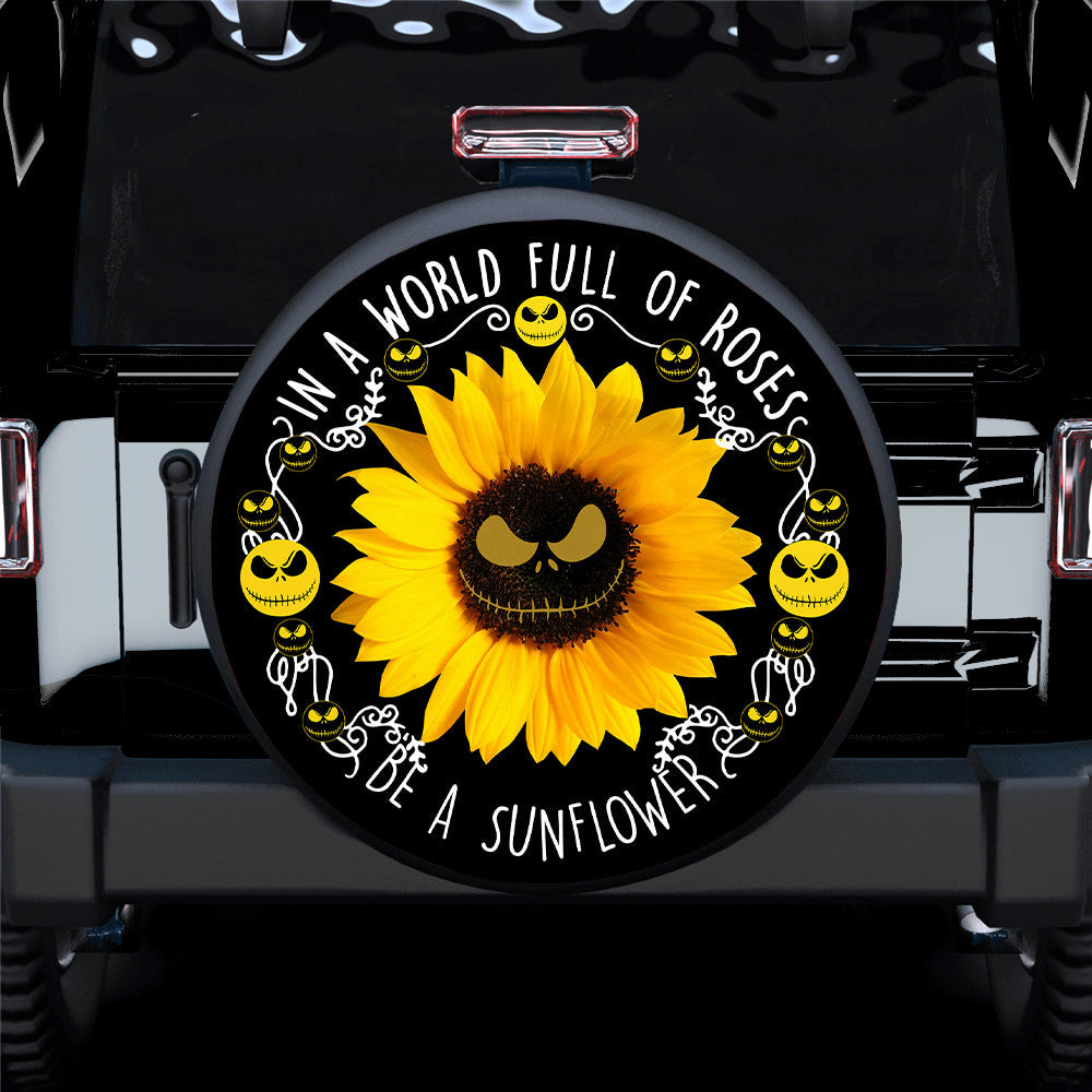 Jack Skellington Sunflower Car Spare Tire Cover