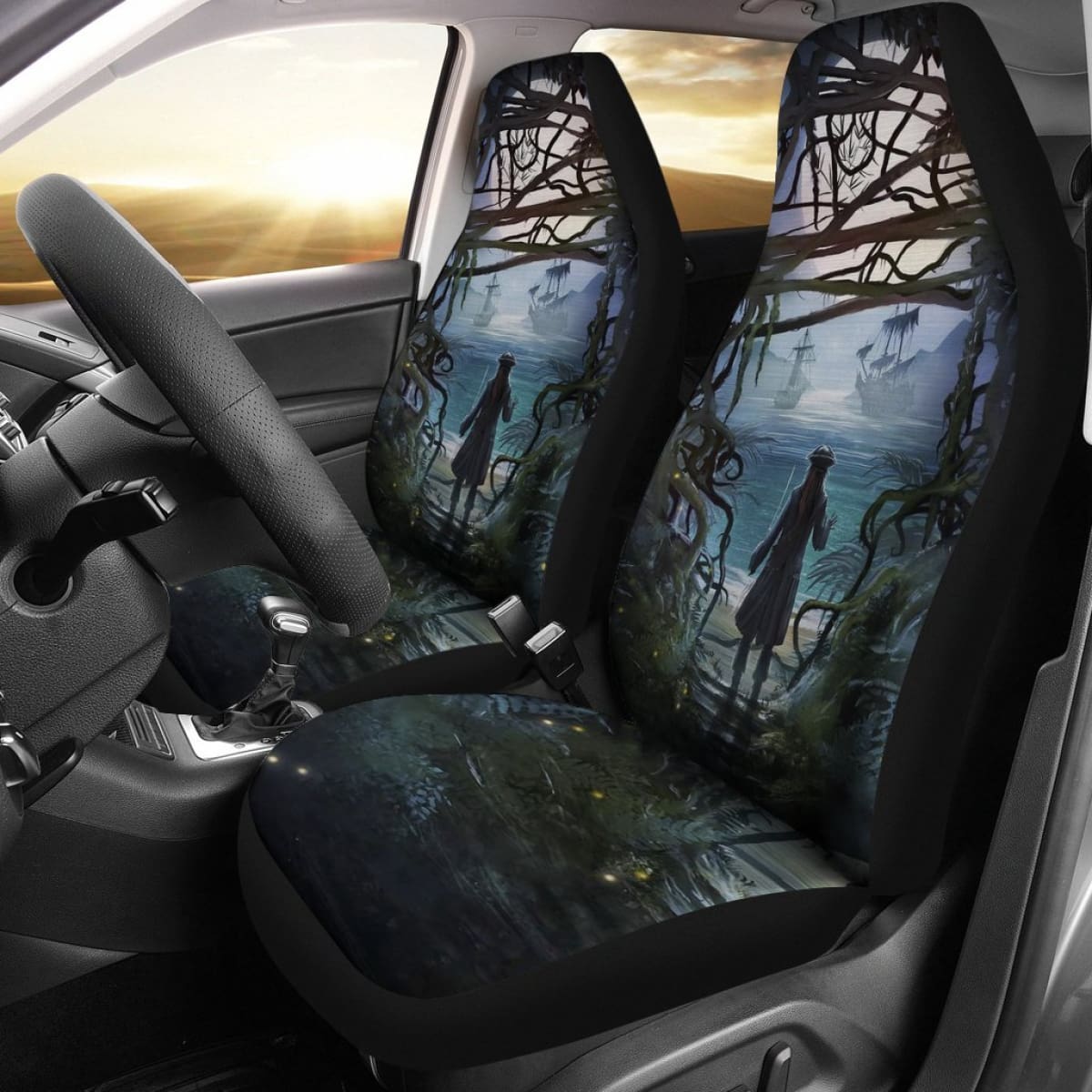 Jack Sparrow Art Pirates Of The Caribbean Car Seat Covers H042220 Universal Fit 084218