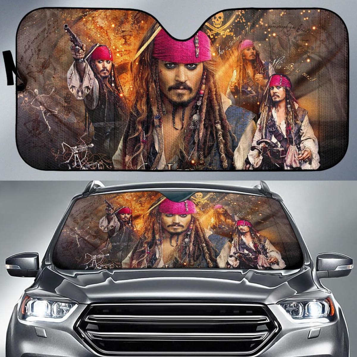 Jack Sparrow Car Sun Shade Pirates Of The Caribbean T041820 Universal Fit 084218