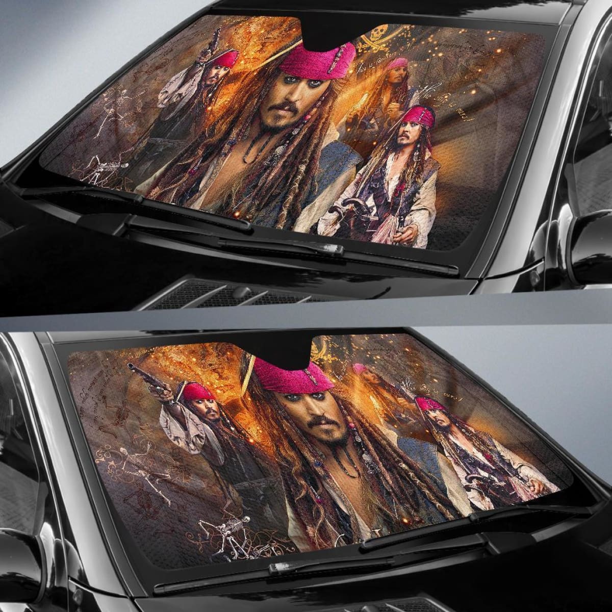 Jack Sparrow Car Sun Shade Pirates Of The Caribbean T041820 Universal Fit 084218