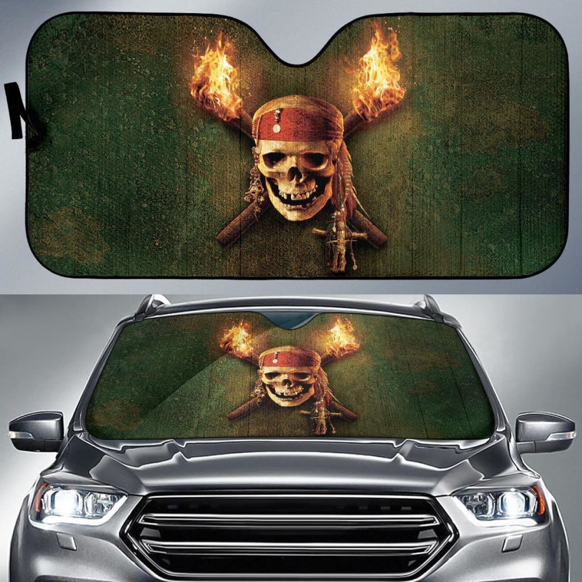 Jack Sparrow Skull Art Car Sun Shade Movie Fan Gift T041820 Universal Fit 084218