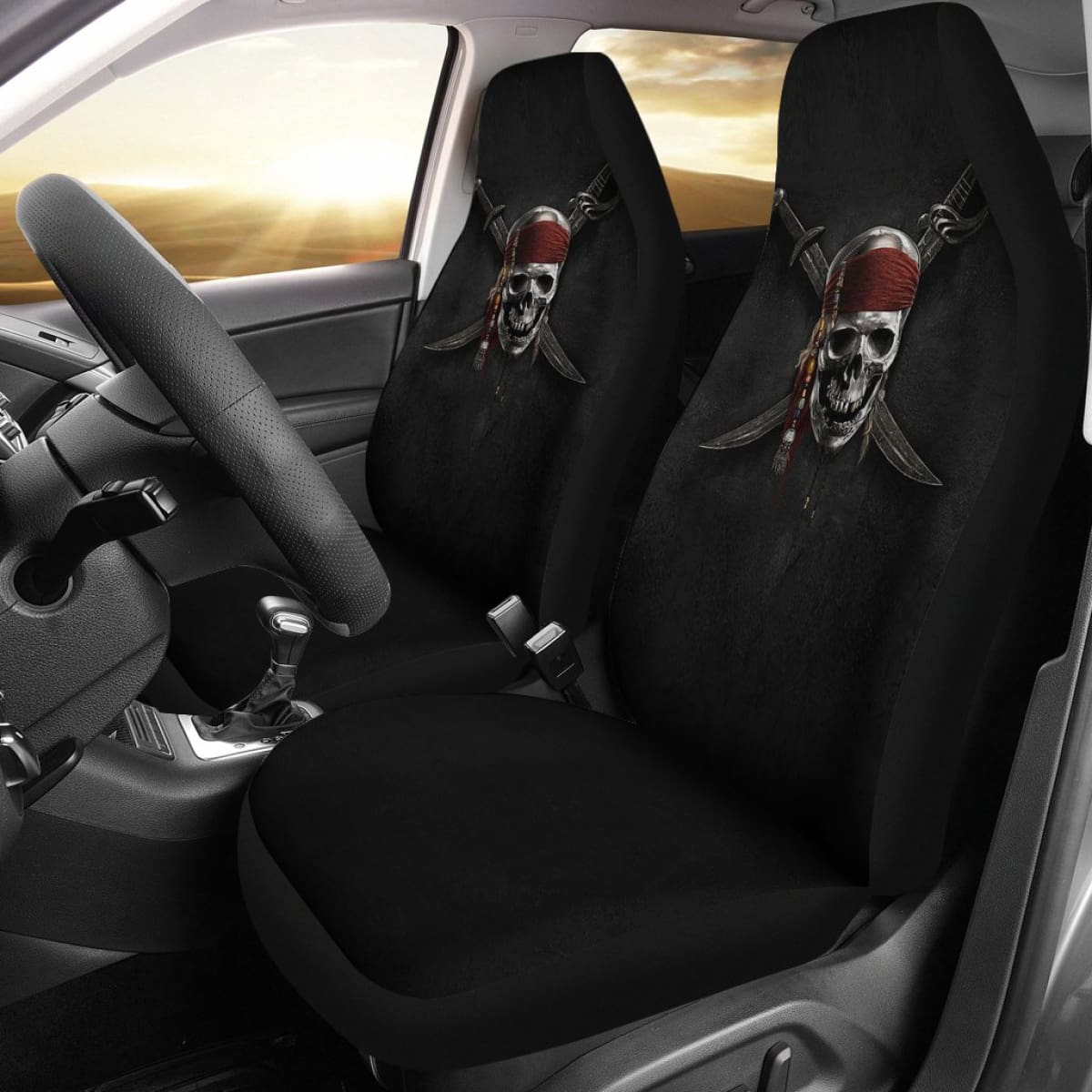 Jack Sparrow Skull Pirates Of The Caribbean Car Seat Covers H042220 Universal Fit 084218